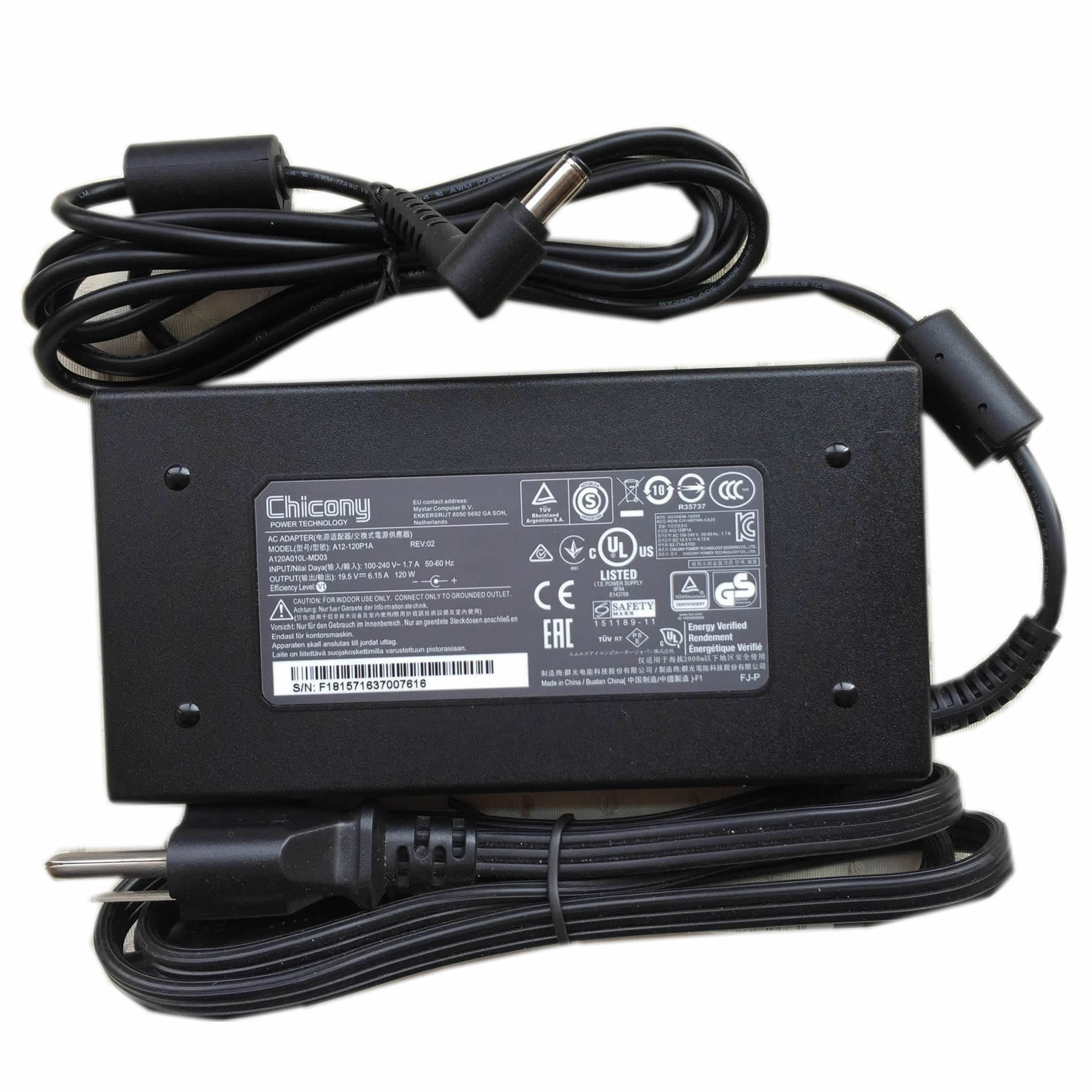 Chicony A12-120P1A A120A010L ADP-120MH D adaptateur chargeur 19.5V 6.15A 120W alimentation originale pour MSI GE70 Apache Pro-247 GE60 GE70 GP70 Gaming Notebook séries