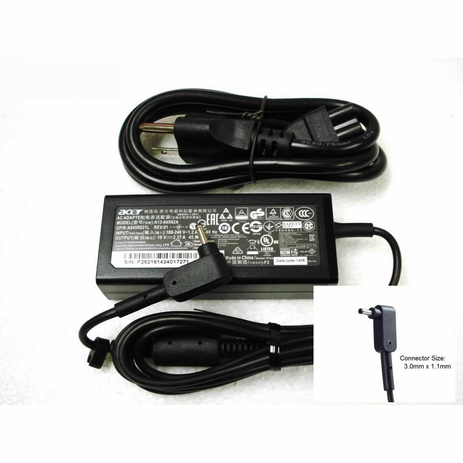 Acer N13-045N2A adaptateur chargeur 19V 2.37A 45W alimentation originale pour Acer Aspire V3-331 V3-371 Aspire S7-391 S7-392 séries