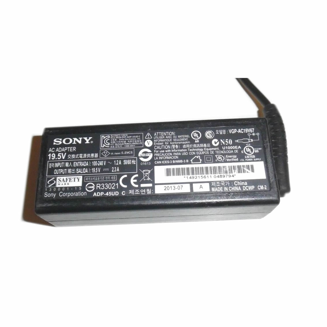 Adaptateur chargeur Sony VGP-AC19V67 VGP-AC19V76 VGP-AC19V69 19.5V 2.3A 45W alimentation originale pour Sony Vaio FIT14A FIT15A séries