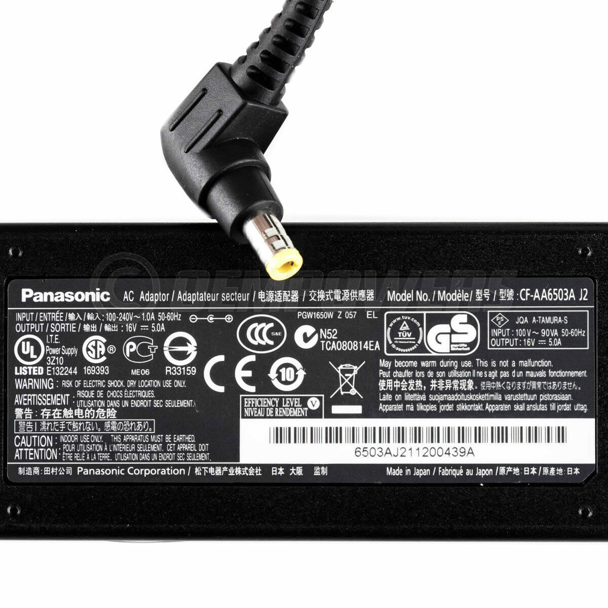 Adaptateur chargeur Panasonic CF-AA1653A CF-AA1653AM CF-AA6503A 16V 5A 80W alimentation originale pour Panasonic ToughBook CF-Y4 CF-50 CF-51 CF-30 CF-18 CF-34 séries