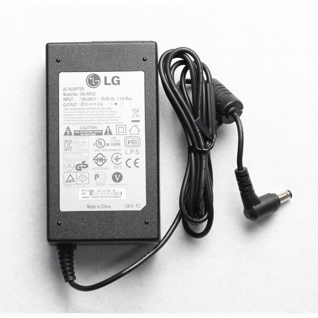 Adaptateur chargeur LG DA 50F25 DA-50F254 25V 2A 50W alimentation originale pour LG ENVY 14 SPECTRE, ENVY 14 3010TU SPECTRE séries