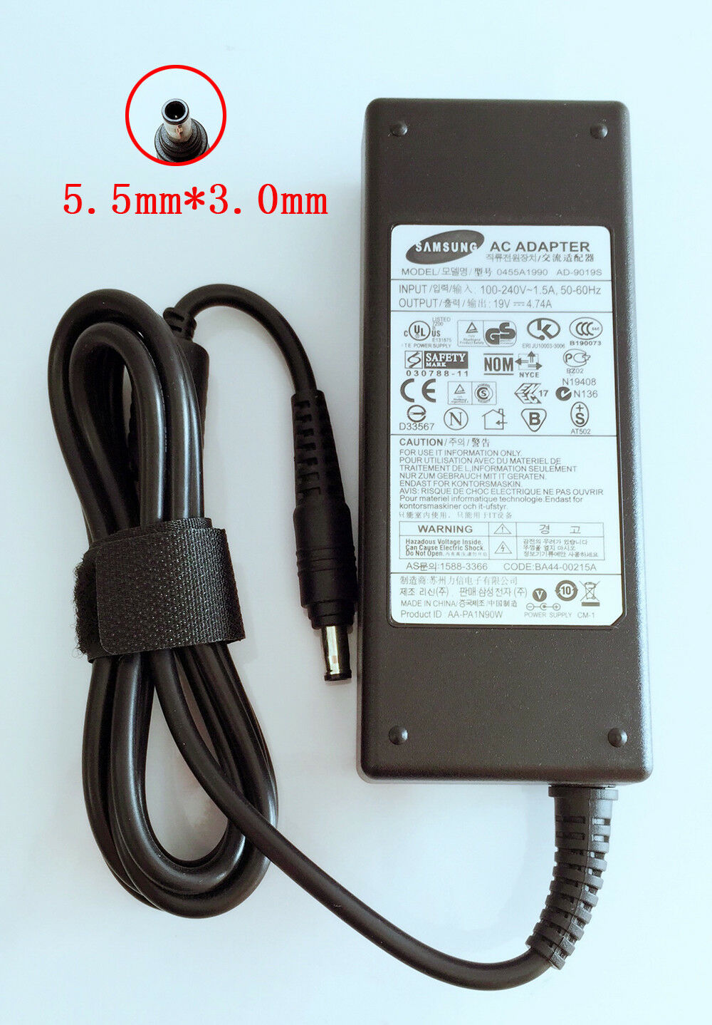 Adaptateur chargeur Samsung GT7450 VM6000 GT8600 NP700Z5C 19V 4.74A 90W alimentation originale pour Samsung R700 NP350V5C-A08UK T8900 VM7700 P27 P30 XVC 1400 séries