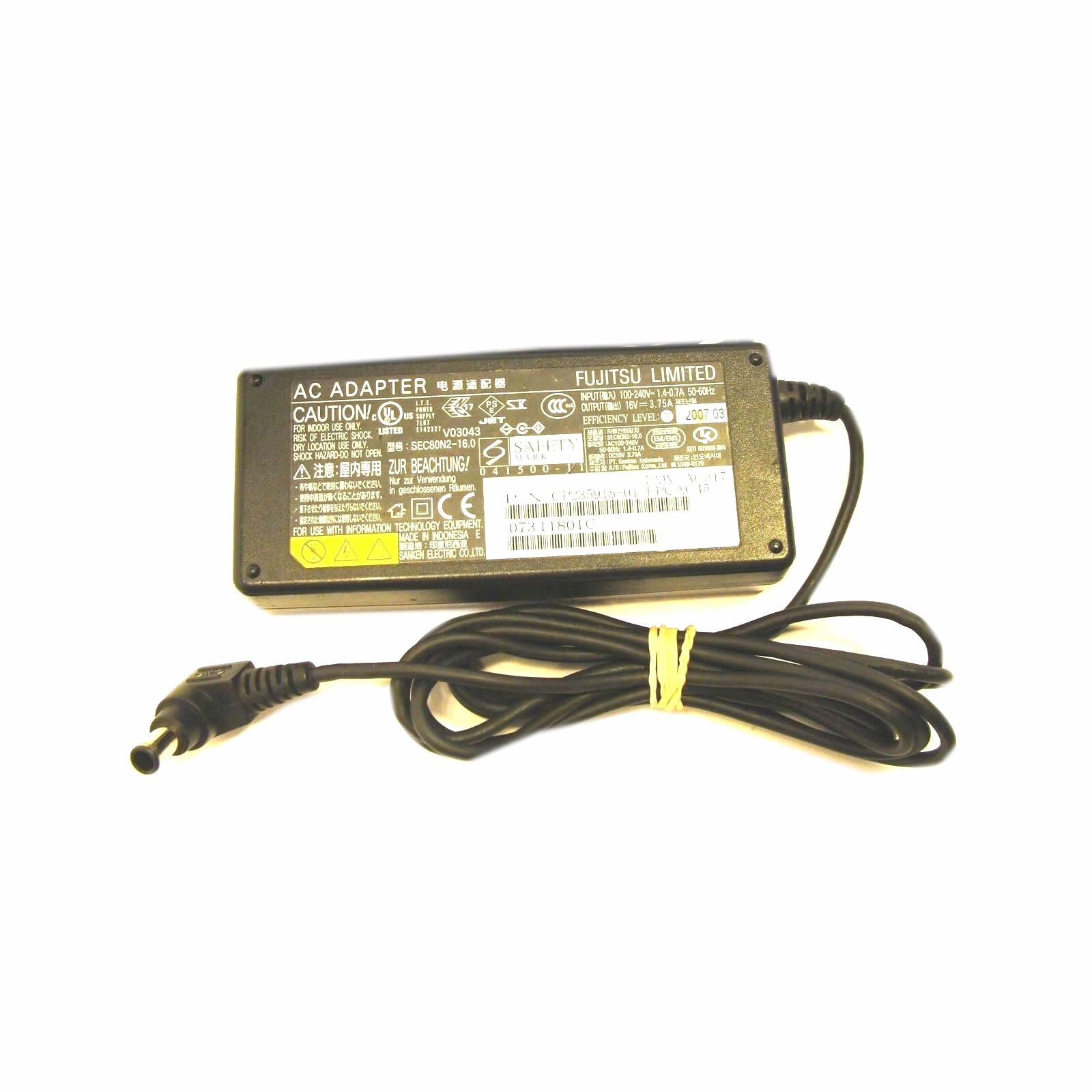 Adaptateur chargeur Fujitsu CA01007-0660,CA01007-0730,CA01007-0750 16V 3.75A 60W alimentation originale pour Fujitsu SCANSNAP S500 S500M S510 séries