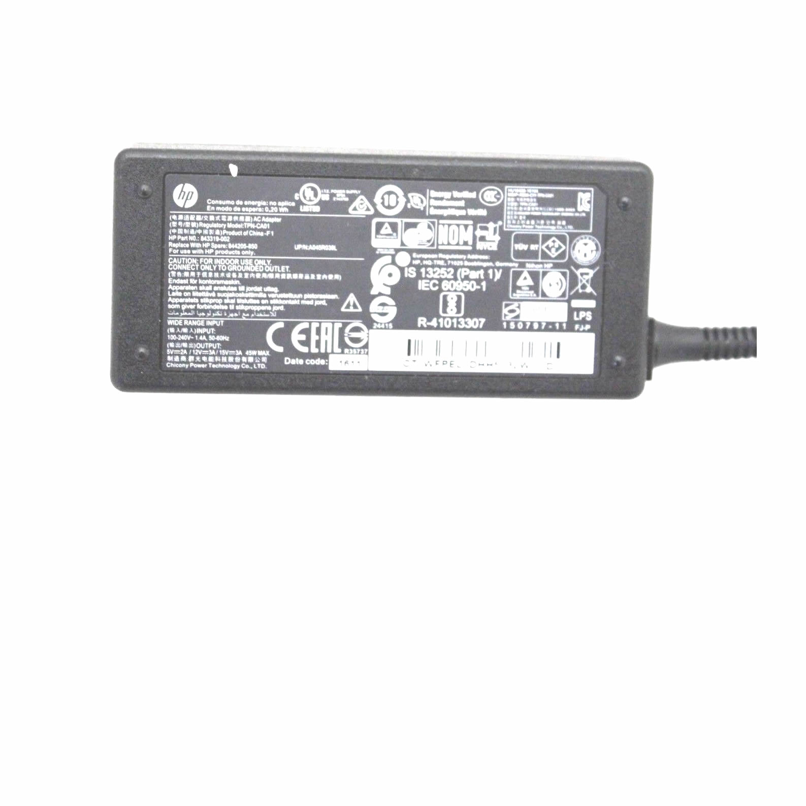 Chargeur HP TPN-CA01 TPN-CA02 15V 3A 45W alimentation originale pour HP ELITE X2 1012G1, 12B017 séries