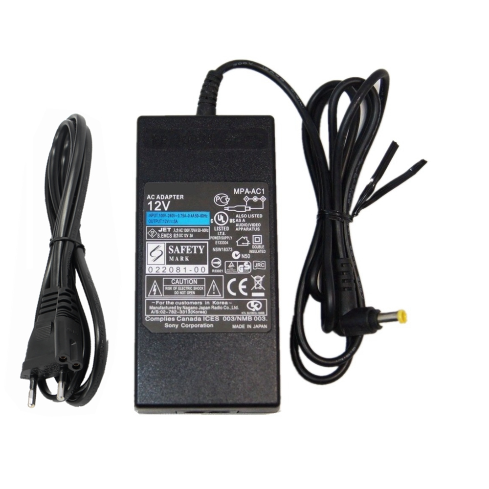 Chargeur Sony AC-ES1230K AC-LX1B MPA-AC1 12V 3A 36W alimentation originale pour SONY EVI-D70 EVI-D70P DRX-530UL SNC-P1 DVDIRECT séries