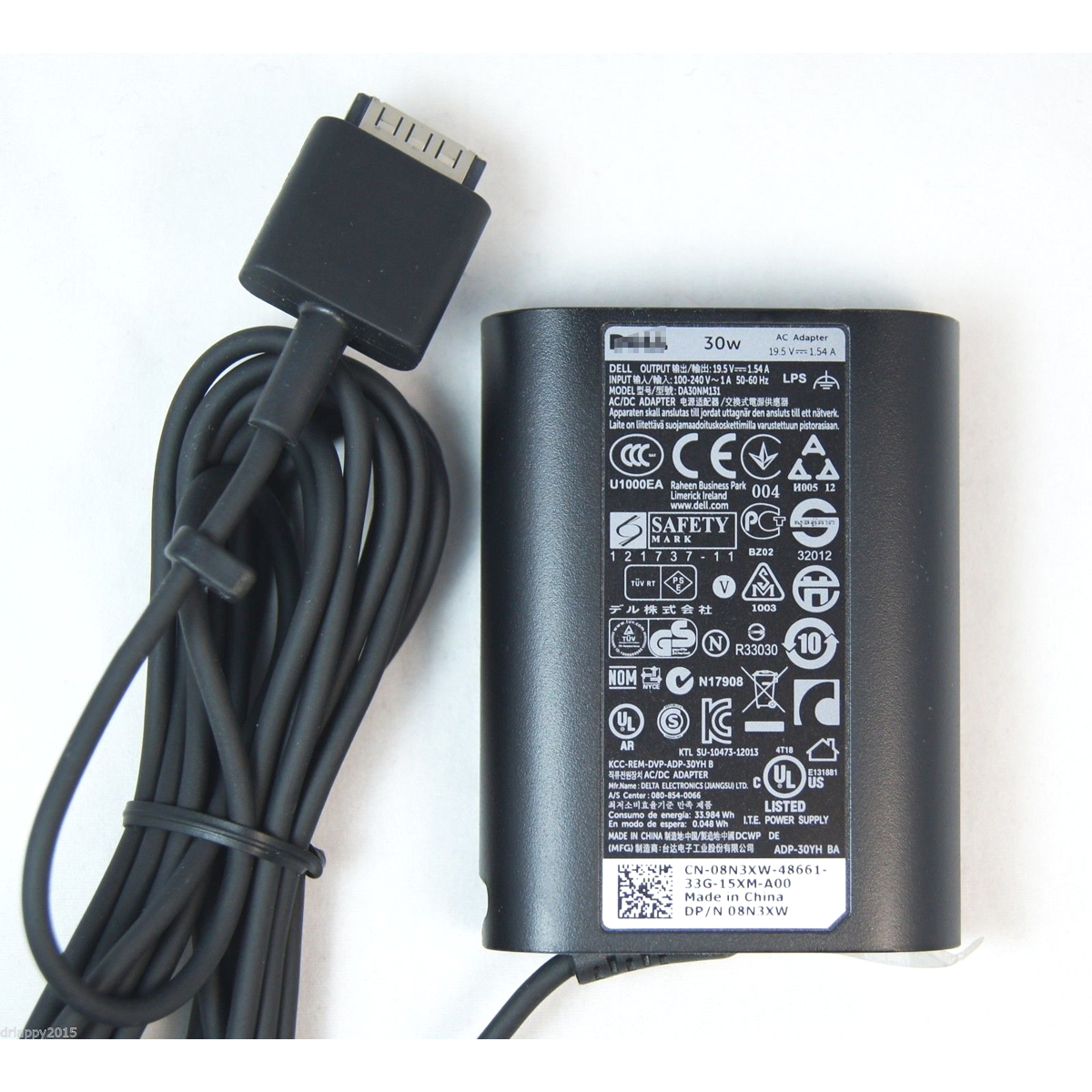 Adaptateur chargeur Dell 08N3XW,0D28MD,331-4185 19.5V 1.54A 30W alimentation originale pour Dell LATITUDE XPS 10, LATITUDE ST XPS 10 séries