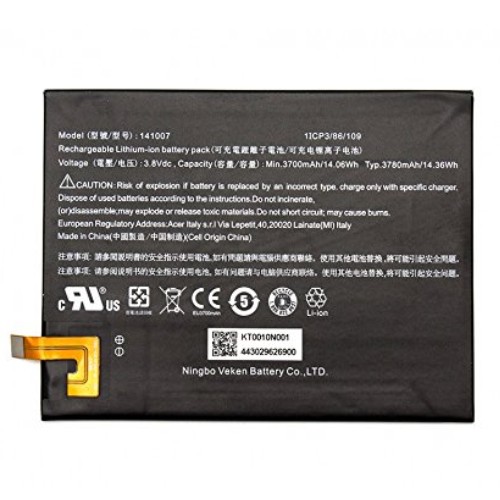 Batterie originale Acer 141007, KT.0010N.001 3.8V 3780mAh pour ordinateur portable ACER Iconia Talk S A1-724