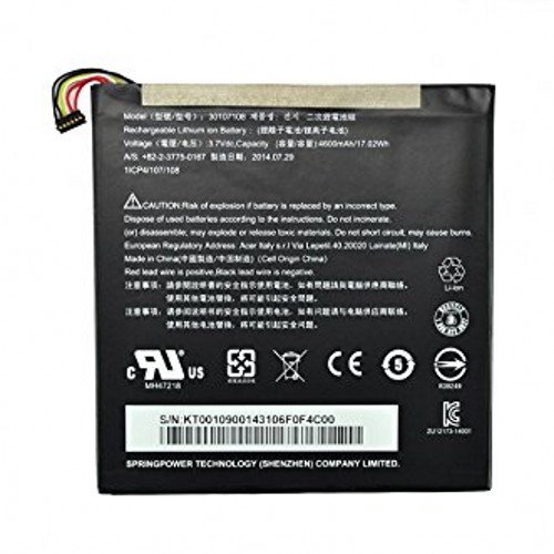 Batterie originale Acer 30107108 3.7V 4600mAh pour ordinateur portable ACER A1-840FHD-10L2, Iconia Tab 8 A1-840FHD, A1401, Iconia Tab 8 A1-840