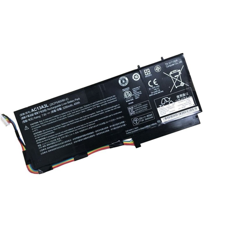 Batterie originale Acer AC13A3L, KT.00403.013, 2ICP5/60/80-2, 7.6V 5280mAh pour ordinateur portable Acer Aspire P3-171 11.6