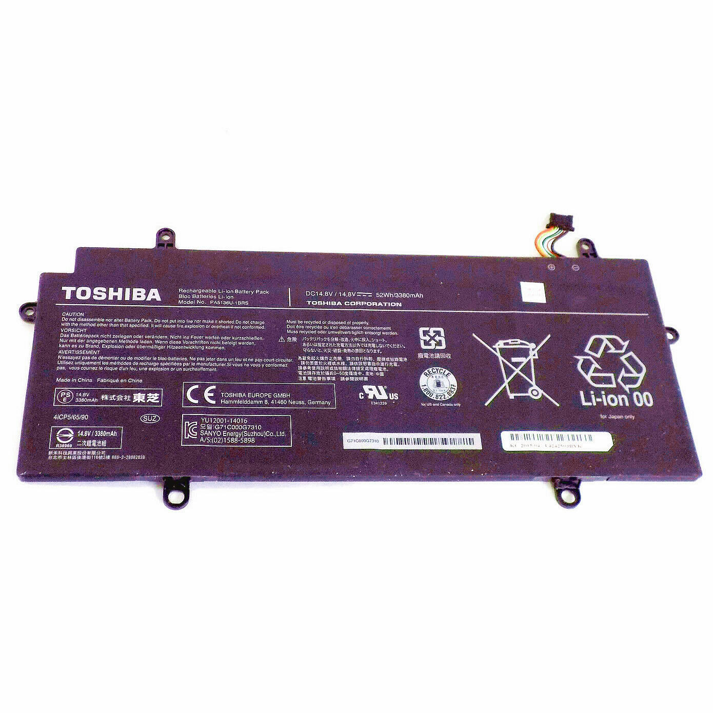 Batterie originale Toshiba PA5136U-1BRS 14.8V 3380mAh pour ordinateur portable Toshiba Portege Z30 séries