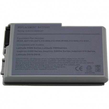 Batterie Dell 6Y270 312-0090 451-10133 9X821 14.8V 2200mAh pour ordinateur portable Dell Inspiron 500m, Inspiron 510m, Inspiron 600m, Latitude D500 D600 séries