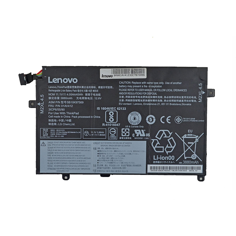 Batterie originale Lenovo 01AV412 SB10K97569 11.1V 4050mAh 45Wh pour ordinateur portable Lenovo E470 séries