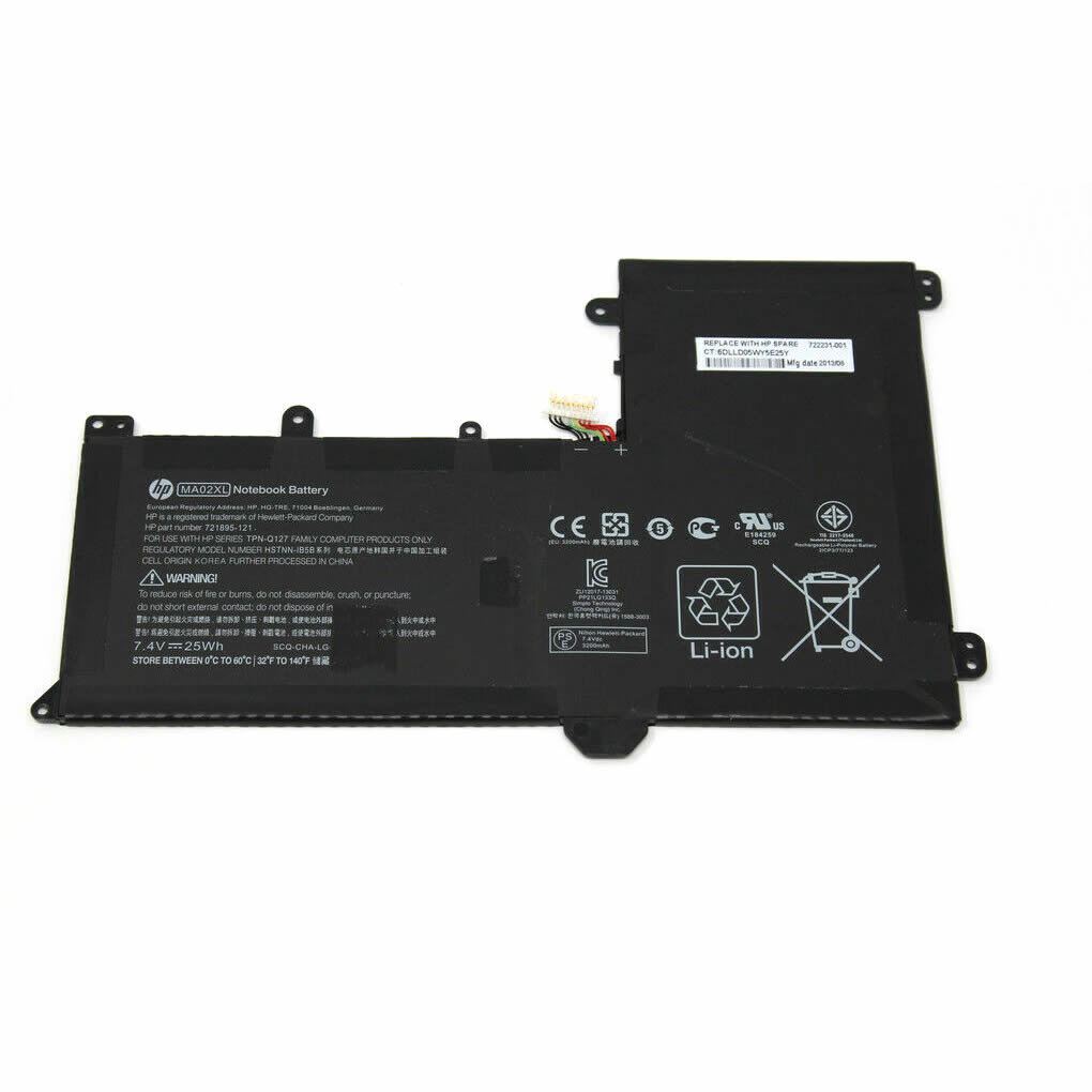 HP 722231-001 MA02XL HSTNN-DB5B batterie originale 7.4V 3380mAh, 25Wh pour ordinateur portable HP SlateBook X2 10-H010NR, SlateBook 10-h013ru x2 séries