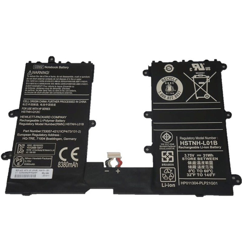 HP 740479-001 1icp4/73/131-2 CD02 batterie originale 3.7V 8380mAh pour ordinateur portable HP Pro Tablet 610, Pro Tablet 610 G1 séries