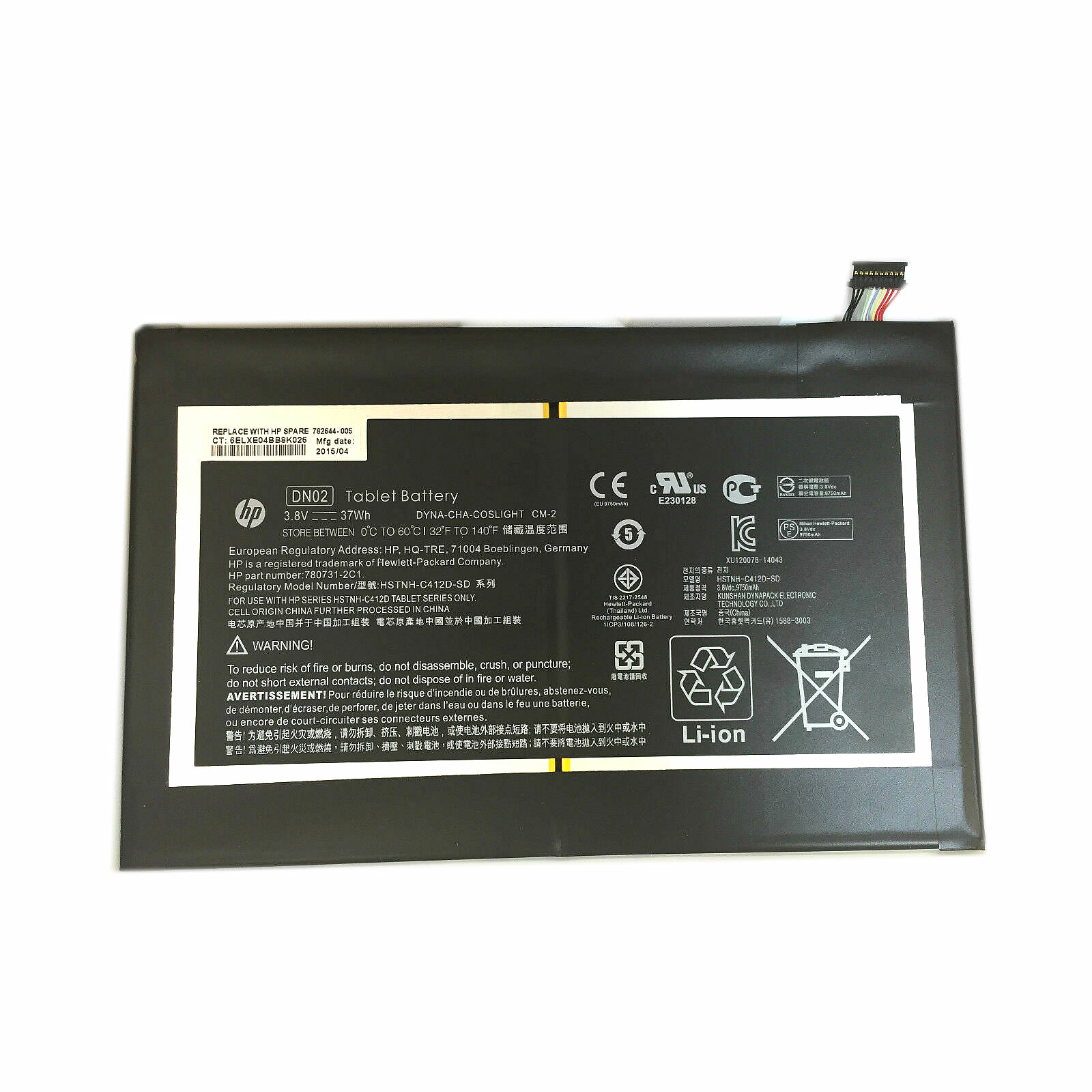 HP 782643-005 780730-2C1 780730-2B1 batterie originale 3.8V 5525mAh pour ordinateur portable HP HSTNH-C408M-SD, MM02 séries