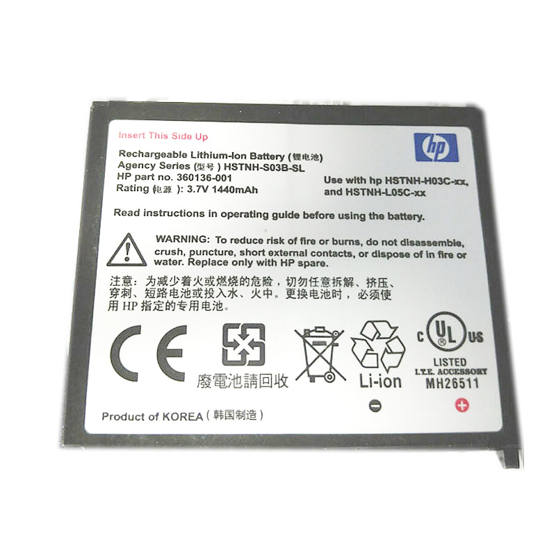 HP HSTNH-H03C-WL HSTNH-S12B 35H00042-00 batterie de remplacement 3.7V 1440mAh,5Wh pour ordinateur portable HP iPAQ hx2110, IPAQ RX5765, iPAQ hx2410 séries