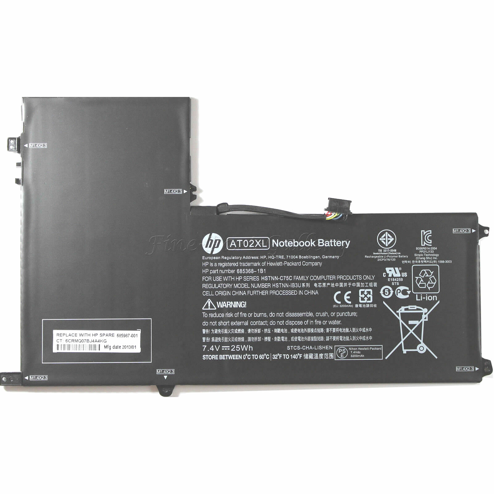 HP HSTNN-C75C AO02XL 2ICP4-74/120 batterie originale 7.4V 3995mAh,31Wh pour ordinateur portable HP ElitePad 1000 G2 J4M73PA, ElitePad 1000 G2 E4S57AV séries