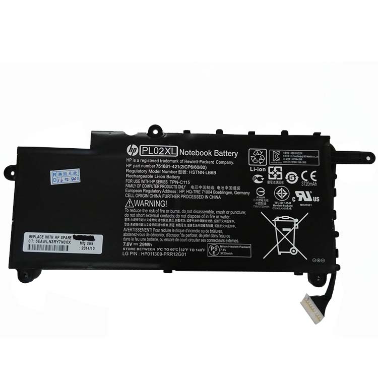 Batterie originale HP PL02XL HSTNN-LB6B PL02029XL 7.6V 3800mAh, 29Wh pour ordinateur portable HP Pavilion 11-n010la x360, Pavilion X360 11-N050ND séries