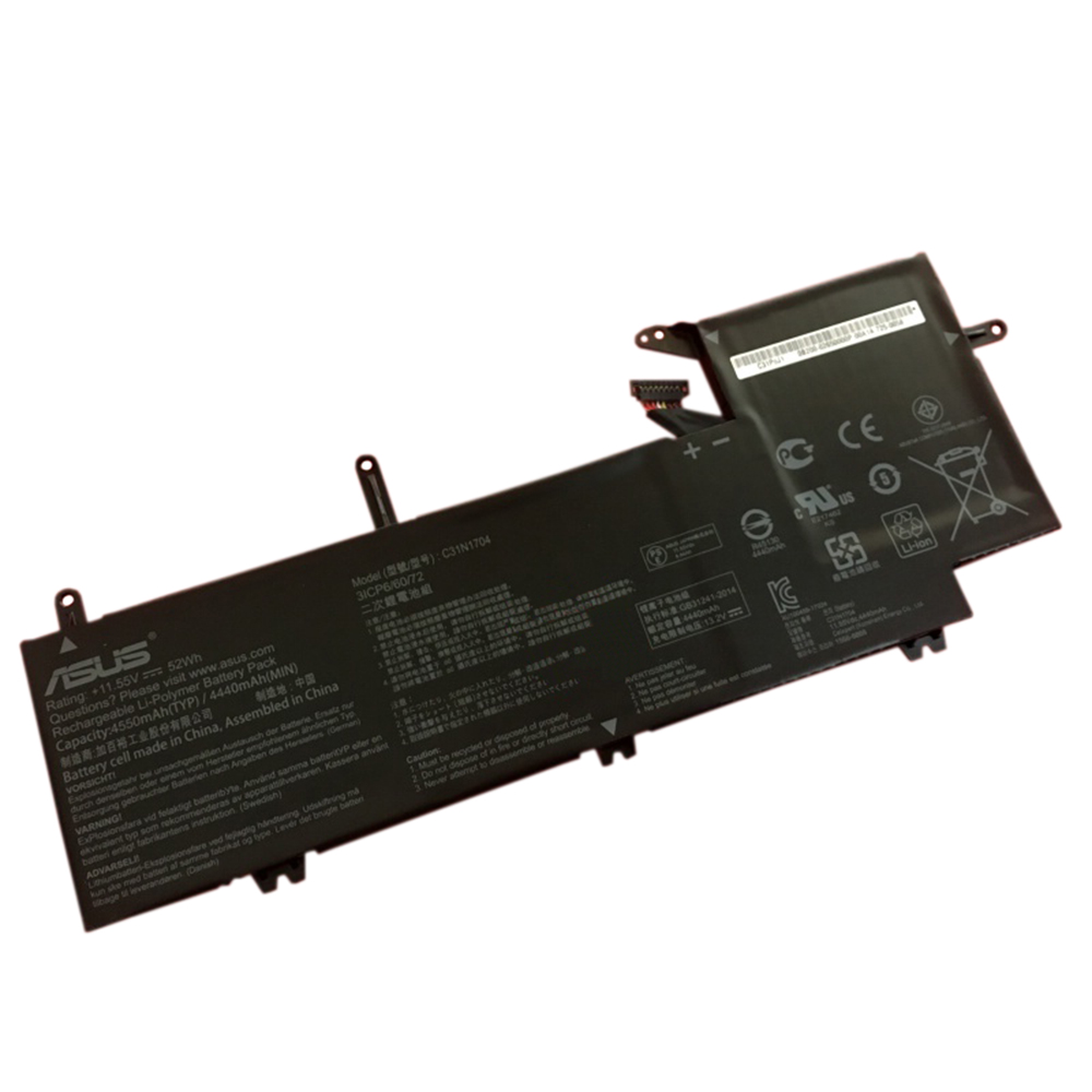 Batterie originale Asus 0B200-02650000 C31N1704 11.55V 4550mAh, 52Wh pour ordinateur portable Asus UX561UD-BO006R, ZenBook Flip UX561UD-E2026R séries