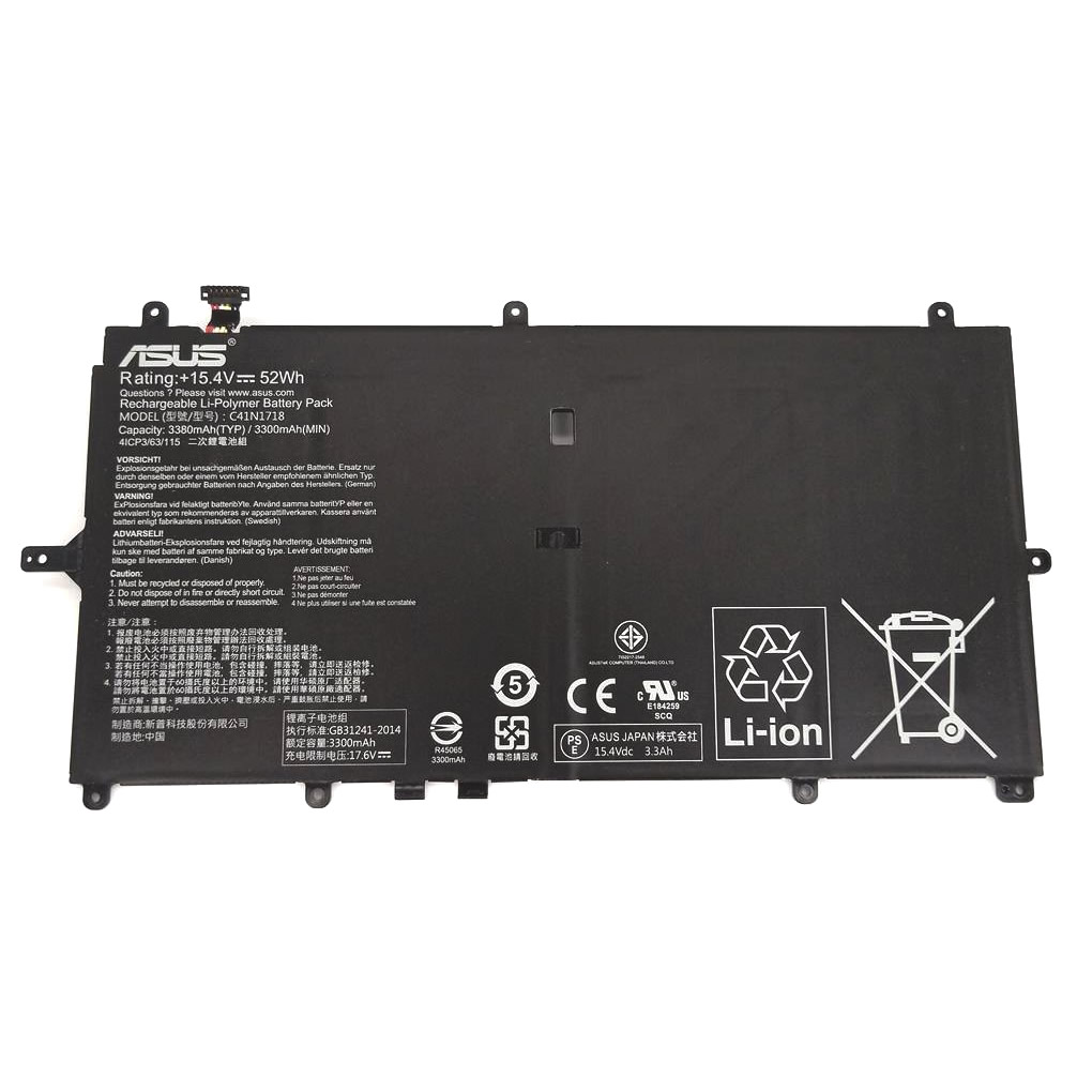 Batterie originale Asus 0B200-02810100 C41N1718 C41PSJH 15.4V 3300mAh, 52Wh pour ordinateur portable Asus TP370QL-EL001T, TP370QL-EL003T séries