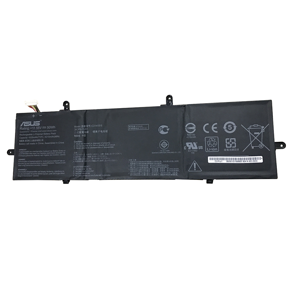 Batterie originale Asus 3ICP5/70/81 C31N1816 0B200-03160000 11.55V 4336mAh, 50Wh pour ordinateur portable Asus Zenbook Flip UX362, Flip UX362 séries