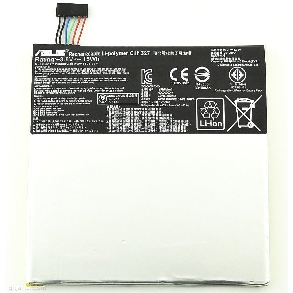 Batterie originale Asus C11P1327 3.8V 3910mAh, 15Wh pour ordinateur portable Asus ME70CX 1B, ME7010C 6C, ME170C-8G-BK séries