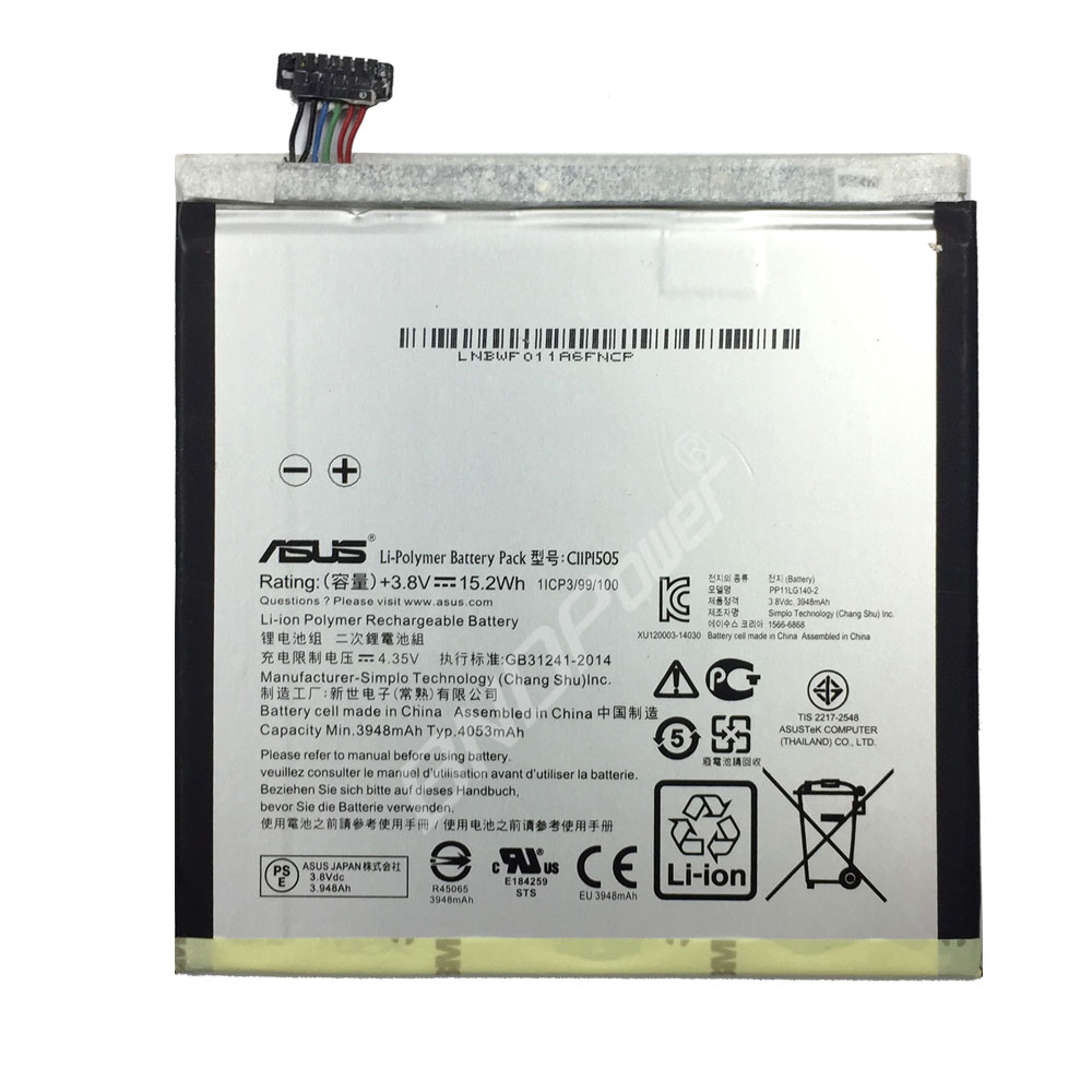 Asus C11P1505 0B200-01660000 batterie originale 3.8V 4053mAh,15.2Wh pour ordinateur portable Asus Z380M 6A, ZenPad 8.0 séries