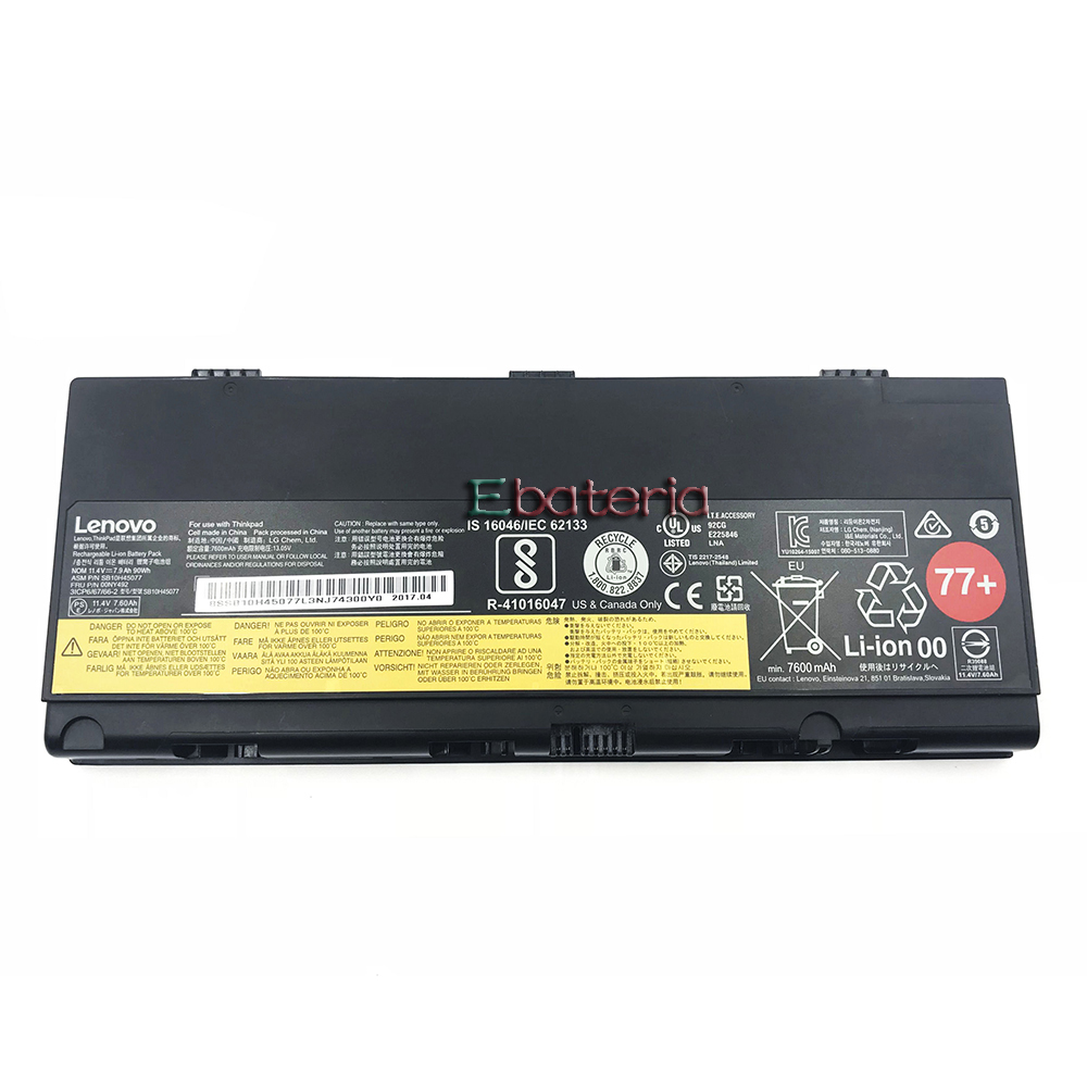 Lenovo 00NY493 00NY492 SB10H45078 batterie originale 15V 4400mAh, 66Wh pour ordinateur portable Lenovo ThinkPad P51 20HHA005CD, ThinkPad P51 20HHA01WCD séries