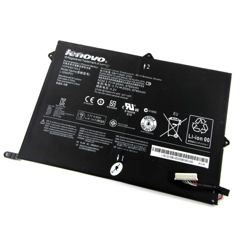 Lenovo 1ICP4/83/103-2 L12N2P01 L12M2P01 batterie originale 3.7V 6760mAh, 25Wh pour ordinateur portable Lenovo Miix 10 séries
