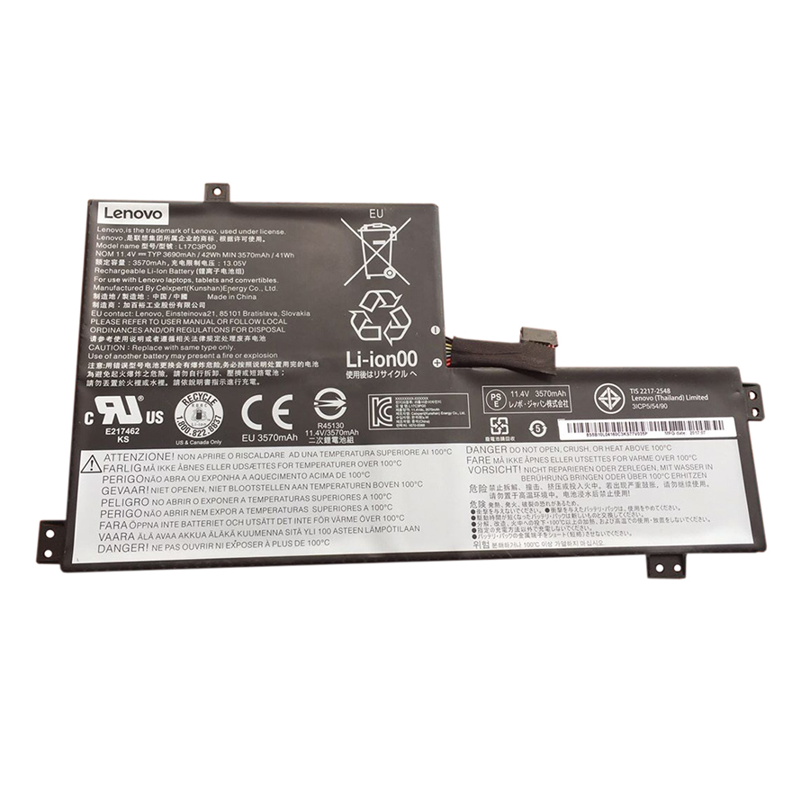 Batterie originale Lenovo L17C3PG0 5B10Q38232 L17M3PB0 11.4V 3690mAh, 42Wh pour ordinateur portable Lenovo 100e Chromebook, N24 séries