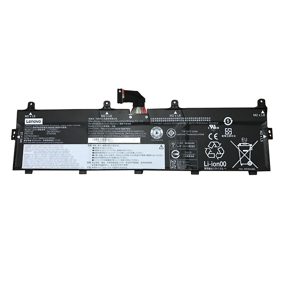 Batterie originale Lenovo SB10K97637 L17C6P51 01AV498 11.4V 8684mAh, 99Wh pour ordinateur portable Lenovo ThinkPad P72 séries