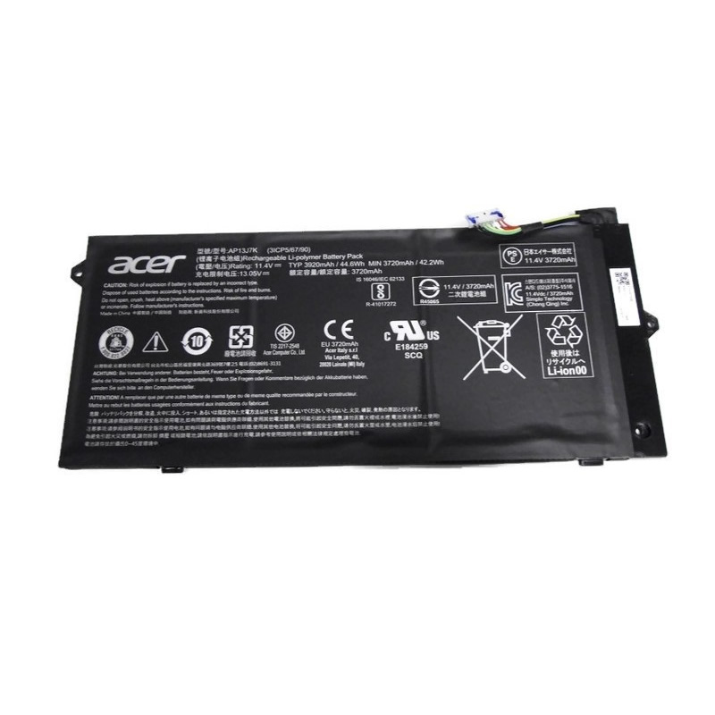 Batterie originale Acer AP13J7K KT.00307.006 11.4V 3920mAh, 44.6Wh pour ordinateur portable Acer Chromebook 514 CB514-1H-P83S, CHROMEBOOK 514 CB514-1HT-P795 séries