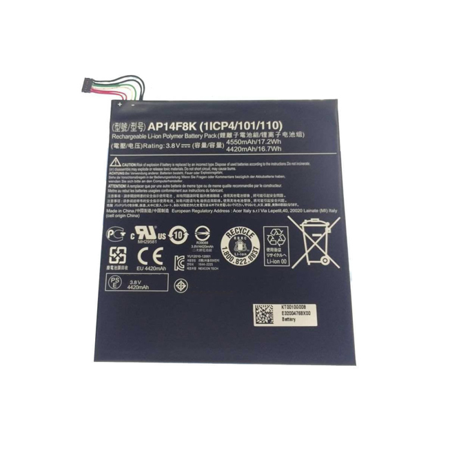 Batterie originale Acer AP14F8K 1ICP4/101/110 3.8V 4420mAh, 16.7Wh pour ordinateur portable Acer Iconia Tab B1-830, Iconia A1-810 séries