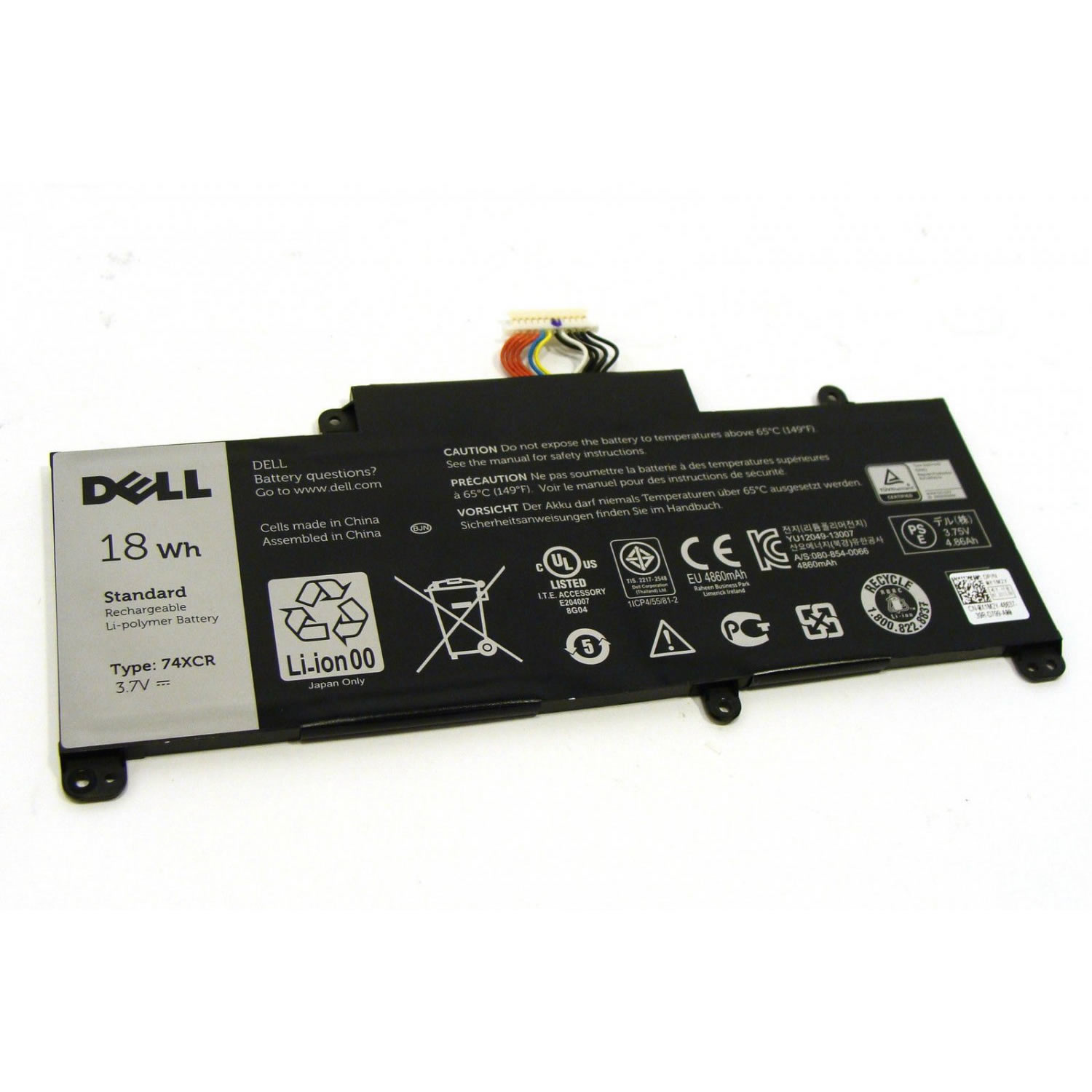 Batterie originale Dell 74XCR 074XCR VXGP6 3.7V 4864mAh, 18Wh pour ordinateur portable Dell Venue 8 Pro 5830 Tablet, Venue 8 Pro 5830 séries