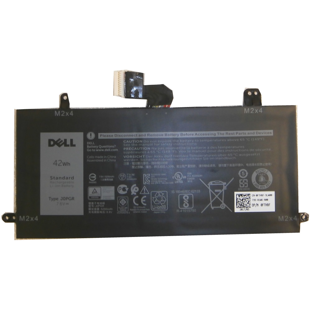 Dell J0PGR JOPGR batterie originale 7.6V 5250mAh, 42Wh pour ordinateur portable Dell Latitude 12 5285 2-in-1, Latitude 5290 2-in-1 séries