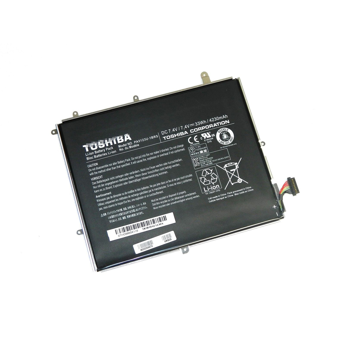 Toshiba PA5123U-1BRS AT15LE-A32 PA5123U-1BRS batterie originale 7.4V 4230mAh, 33Wh pour ordinateur portable Toshiba eXcite Pro AT10LE-A-104, eXcite Write AT10PE-A-103 séries