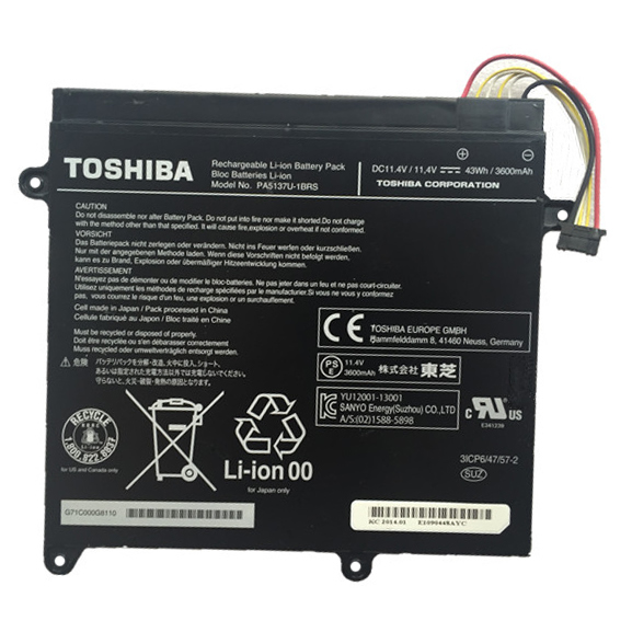Toshiba PA5137U-1BRS batterie originale 11.4V 3600mAh, 43Wh pour ordinateur portable Toshiba Z10T-A-13V, Portege Z10T-A-135 séries