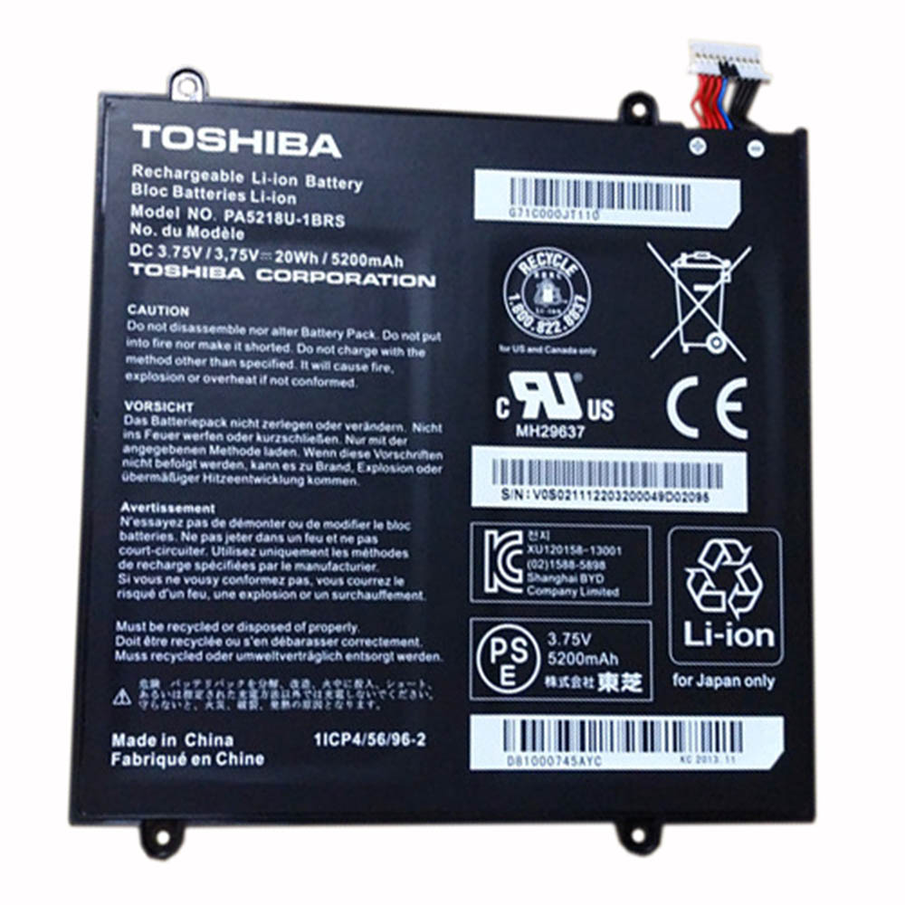 Toshiba PA5218U-1BRS batterie originale 3.75V 5200mAh, 20Wh pour ordinateur portable Toshiba A204 AT10-B séries