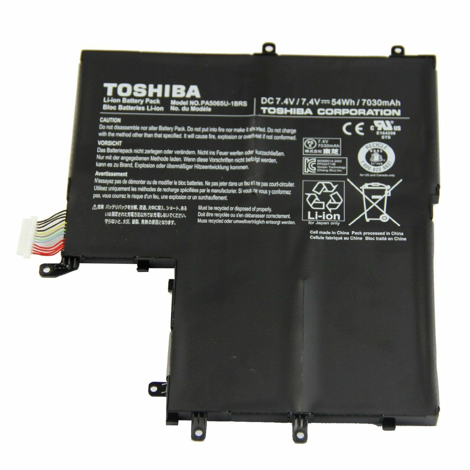 Batterie originale Toshiba G71C000EH110 P000561920 PA5065U-1BRS 7.4V 7030mAh pour ordinateur portable Toshiba Satellite U845, Satellite U800W, Satellite U800W-T01S séries