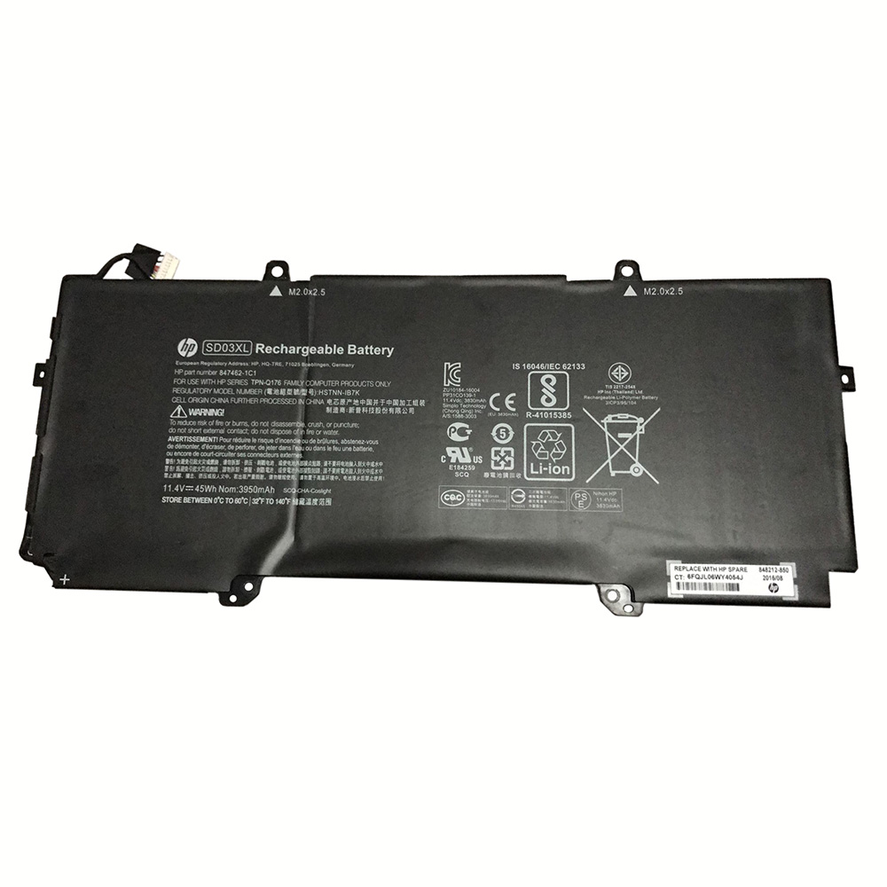Batterie originale HP HSTNN-IB7K SD03045XL SD03045XL-PL 11.4V 3950mAh pour ordinateur portable HP Chromebook 13 G1, Chromebook 13 G1 Core m5 séries