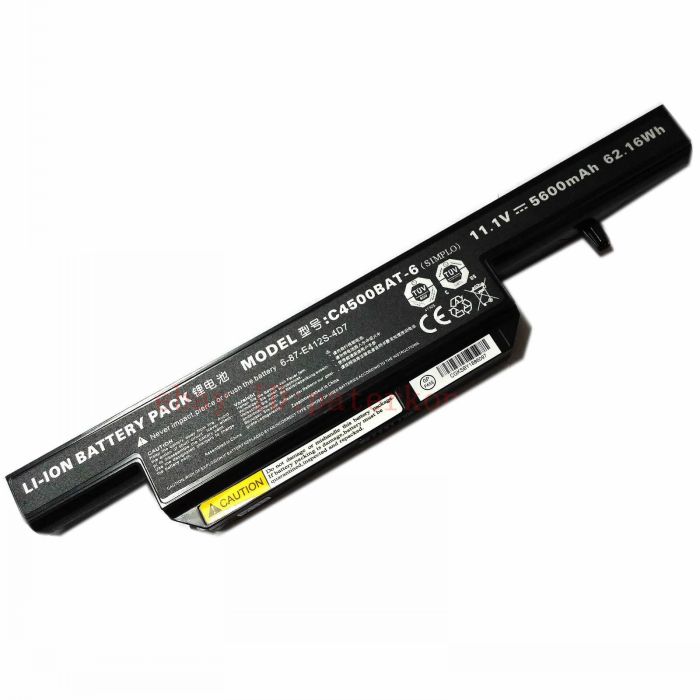 Batterie originale Clevo C4500BAT-6 5600mAh, 62.16Wh pour ordinateur portable Clevo 240CU, 271EFQ, B4100M séries