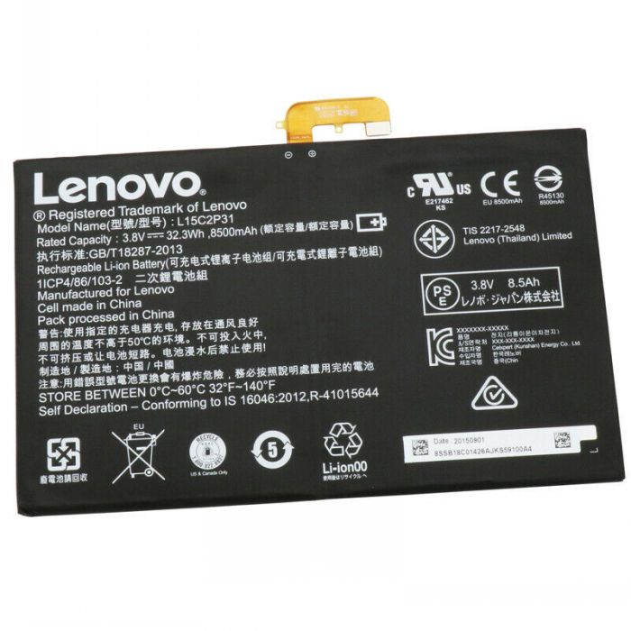 Batterie originale Lenovo 1ICP4/86/103-2, L15C2P31, SB18C04740 32Wh pour ordinateur portable Lenovo YOGA BOOK YB1-X91F séries