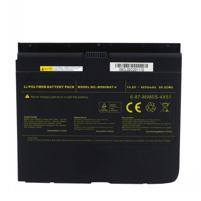 Batterie originale Clevo 6-87-M980S-4X51, M980BAT-4, X8100 14.8V 4650mAh pour ordinateur portable Clevo M98nu, Sager NP8120, X8100, x8100 séries